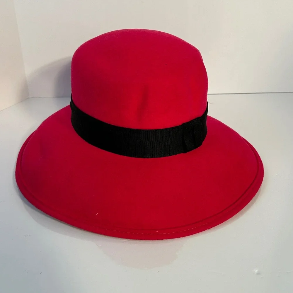 Bollman‎ Hat Company Hot Pink 100% Wool Felt Fedora Hat Wide Brim